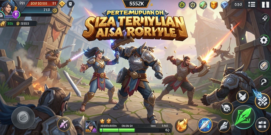 Tampilan seru gameplay 555ZK dengan aksi Battle Royale mendebarkan.