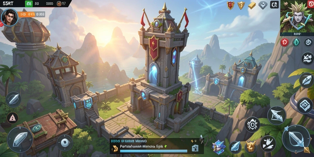Tangkapan layar dari gameplay menegangkan Tower Defense 55RT.