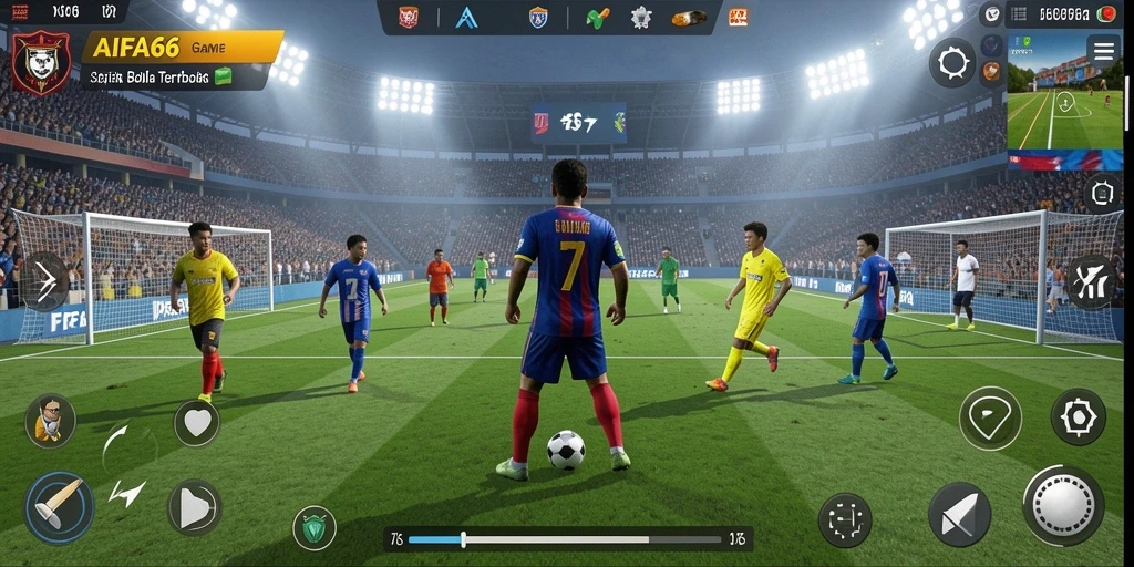 Tampilan gameplay AIFA66 yang menarik dengan aksi sepak bola seru.