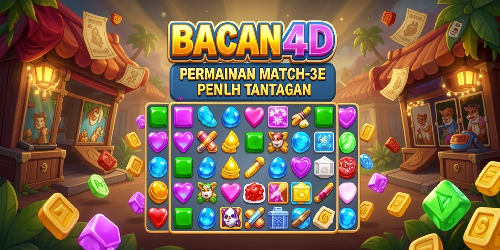 Tampilan gameplay seru dari BACAN4D dengan tantangan Match-3.