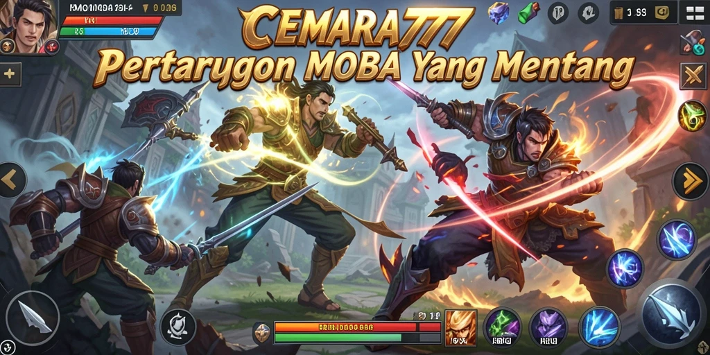 Screenshot gameplay seru CEMARA777 dalam pertempuran MOBA.