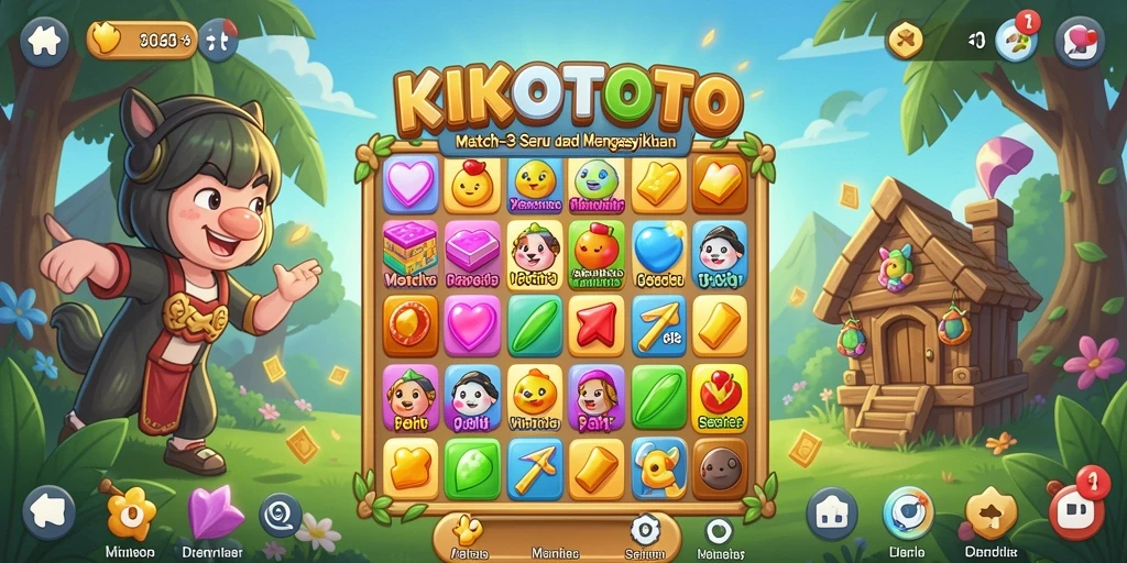 Tampilan gameplay KIKOTOTO yang berwarna-warni dan interaktif.