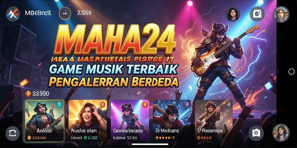 Tampilan gameplay MAHA24 yang menarik dan interaktif dengan beragam lagu.