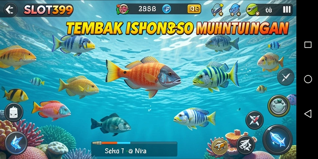 Screenshot gameplay SLOT39, menampilkan aksi menembak ikan yang seru.