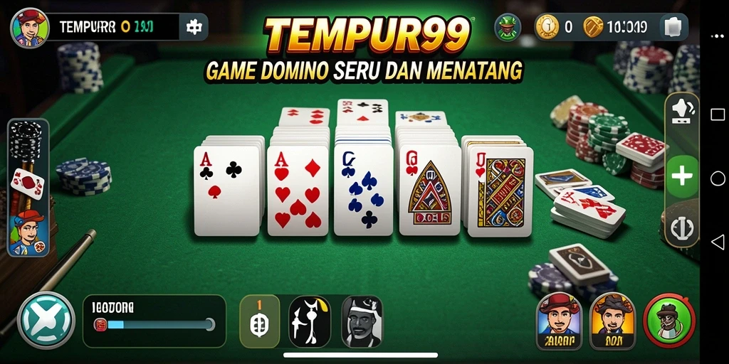 Tampilan gameplay menegangkan dalam permainan Domino TEMPUR99.