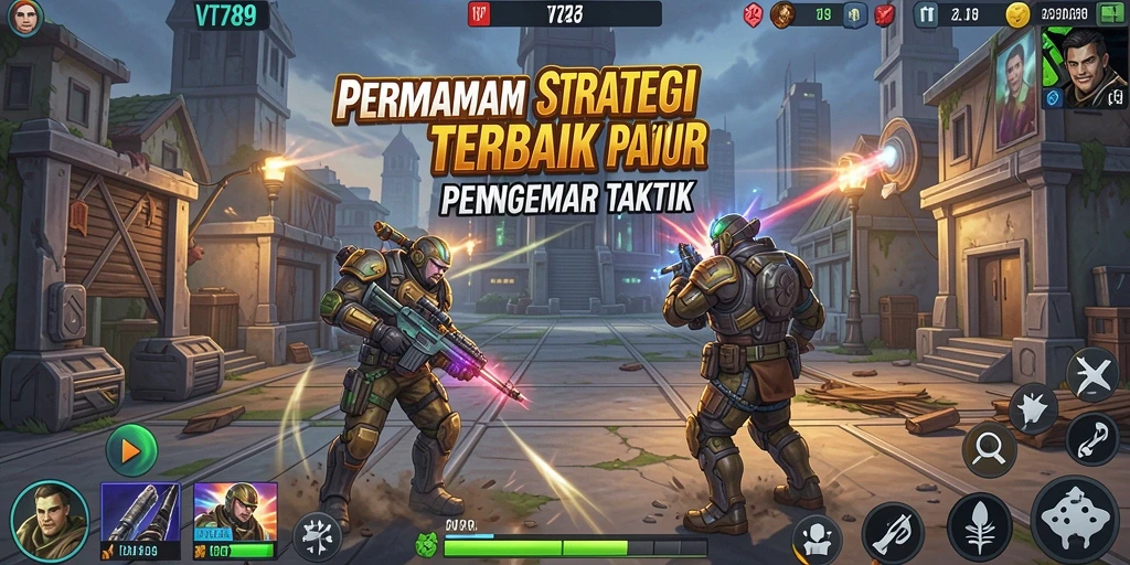 Screenshot VT789 menampilkan pertempuran strategi yang intens.