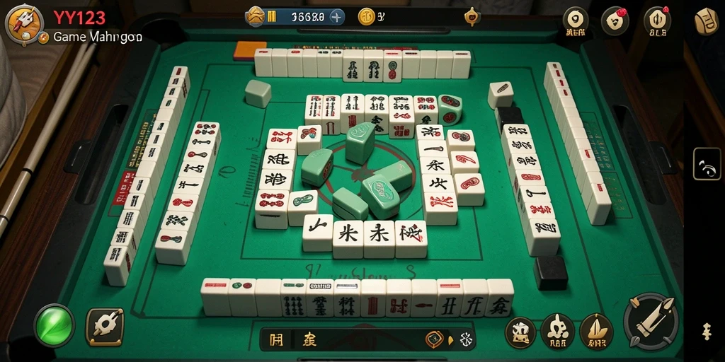 Tangkapan layar gameplay YY123 menampilkan keseruan permainan Mahjong yang seru.